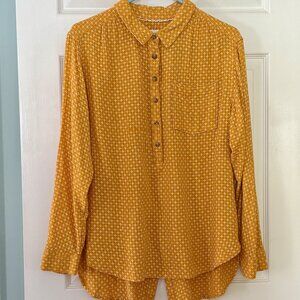 Anthropologie mustard Yellow Patterned Button-Down Shirt